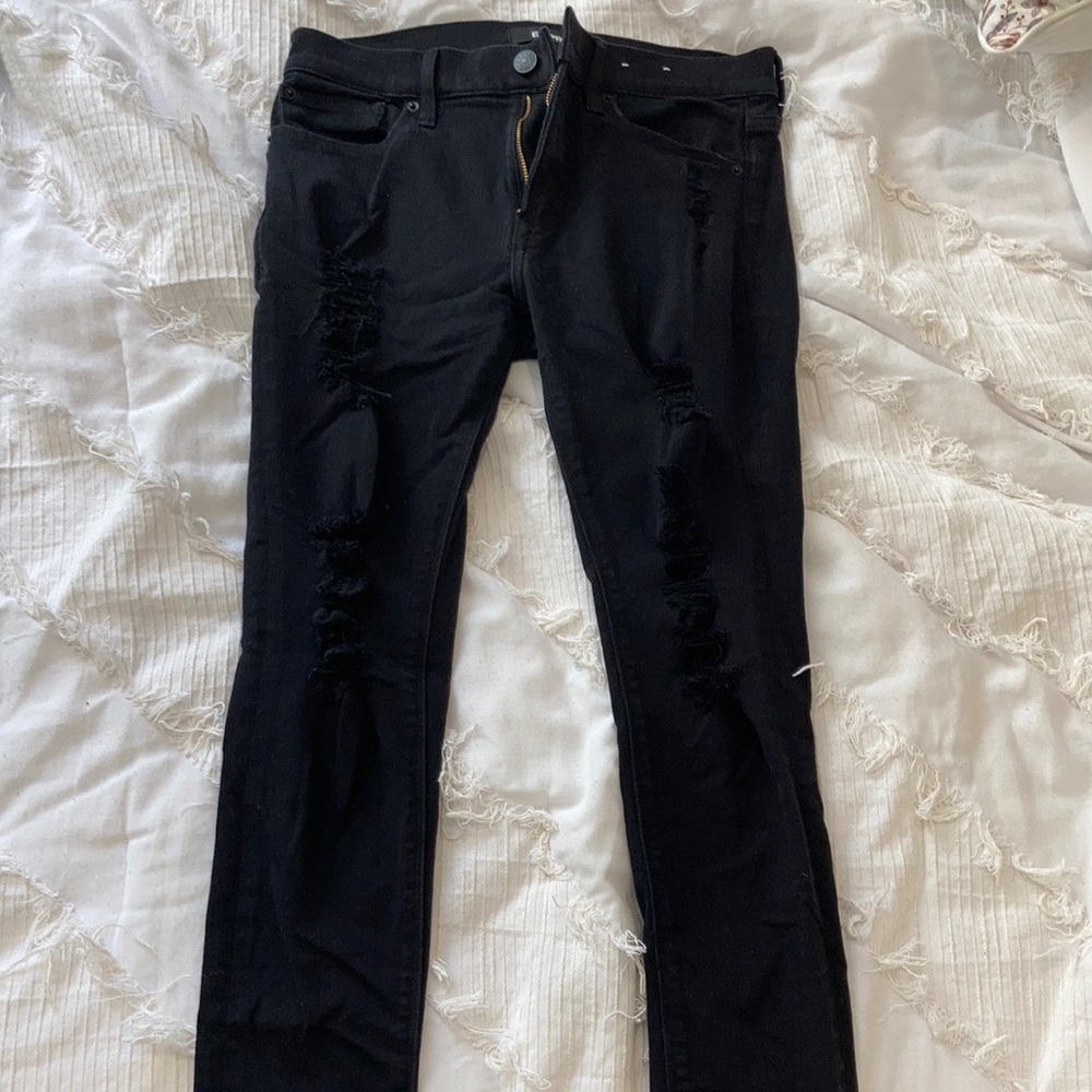 Express brand stretchy black ripped jeans